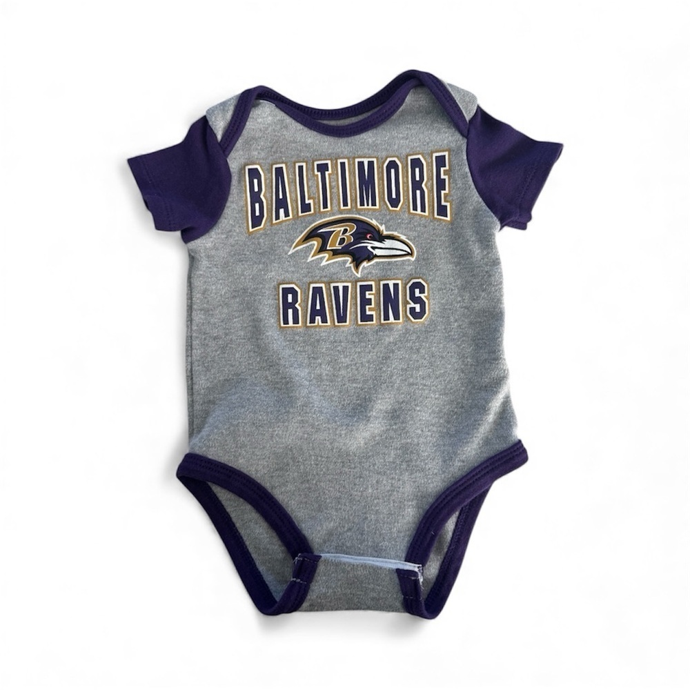 Baltimore Ravens Gray and Purple Kids Bodysuit